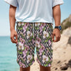 Purple Alstroemeria Zigzag Pattern Print Men's Cargo Shorts