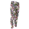 Purple Alstroemeria Zigzag Pattern Print Men's Compression Pants