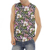 Purple Alstroemeria Zigzag Pattern Print Men's Fitness Tank Top