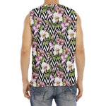 Purple Alstroemeria Zigzag Pattern Print Men's Fitness Tank Top