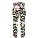 Purple Alstroemeria Zigzag Pattern Print Men's leggings