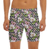 Purple Alstroemeria Zigzag Pattern Print Men's Long Boxer Briefs