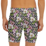 Purple Alstroemeria Zigzag Pattern Print Men's Long Boxer Briefs