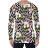 Purple Alstroemeria Zigzag Pattern Print Men's Long Sleeve T-Shirt