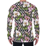 Purple Alstroemeria Zigzag Pattern Print Men's Long Sleeve T-Shirt