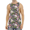 Purple Alstroemeria Zigzag Pattern Print Men's Muscle Tank Top