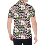 Purple Alstroemeria Zigzag Pattern Print Men's Shirt