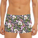 Purple Alstroemeria Zigzag Pattern Print Men's Short Boxer Briefs