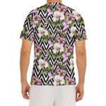 Purple Alstroemeria Zigzag Pattern Print Men's Short Sleeve Rash Guard
