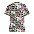 Purple Alstroemeria Zigzag Pattern Print Men's Athletic T-Shirt