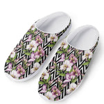 Purple Alstroemeria Zigzag Pattern Print Mesh Casual Shoes