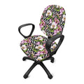 Purple Alstroemeria Zigzag Pattern Print Office Chair Cover