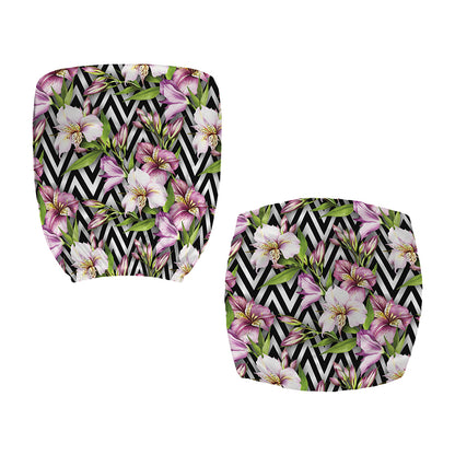 Purple Alstroemeria Zigzag Pattern Print Office Chair Cover