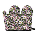 Purple Alstroemeria Zigzag Pattern Print Oven Mitts