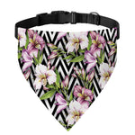 Purple Alstroemeria Zigzag Pattern Print Over The Collar Dog Bandana