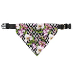 Purple Alstroemeria Zigzag Pattern Print Over The Collar Dog Bandana