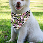 Purple Alstroemeria Zigzag Pattern Print Over The Collar Dog Bandana
