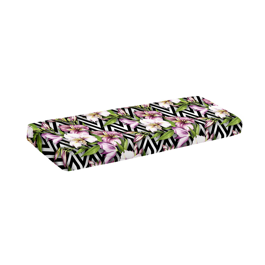 Purple Alstroemeria Zigzag Pattern Print Piano Keyboard Cover