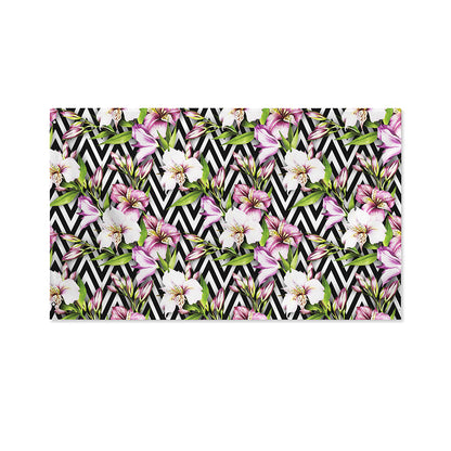 Purple Alstroemeria Zigzag Pattern Print Polyester Flag