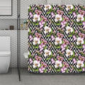 Purple Alstroemeria Zigzag Pattern Print Polyester Shower Curtain