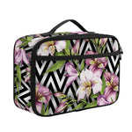 Purple Alstroemeria Zigzag Pattern Print Portable Lunch Bag