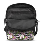 Purple Alstroemeria Zigzag Pattern Print Rectangular Crossbody Bag