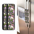 Purple Alstroemeria Zigzag Pattern Print Refrigerator Handle Covers