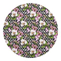 Purple Alstroemeria Zigzag Pattern Print Round Blanket
