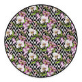 Purple Alstroemeria Zigzag Pattern Print Round Floor Mat