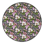 Purple Alstroemeria Zigzag Pattern Print Round Floor Mat