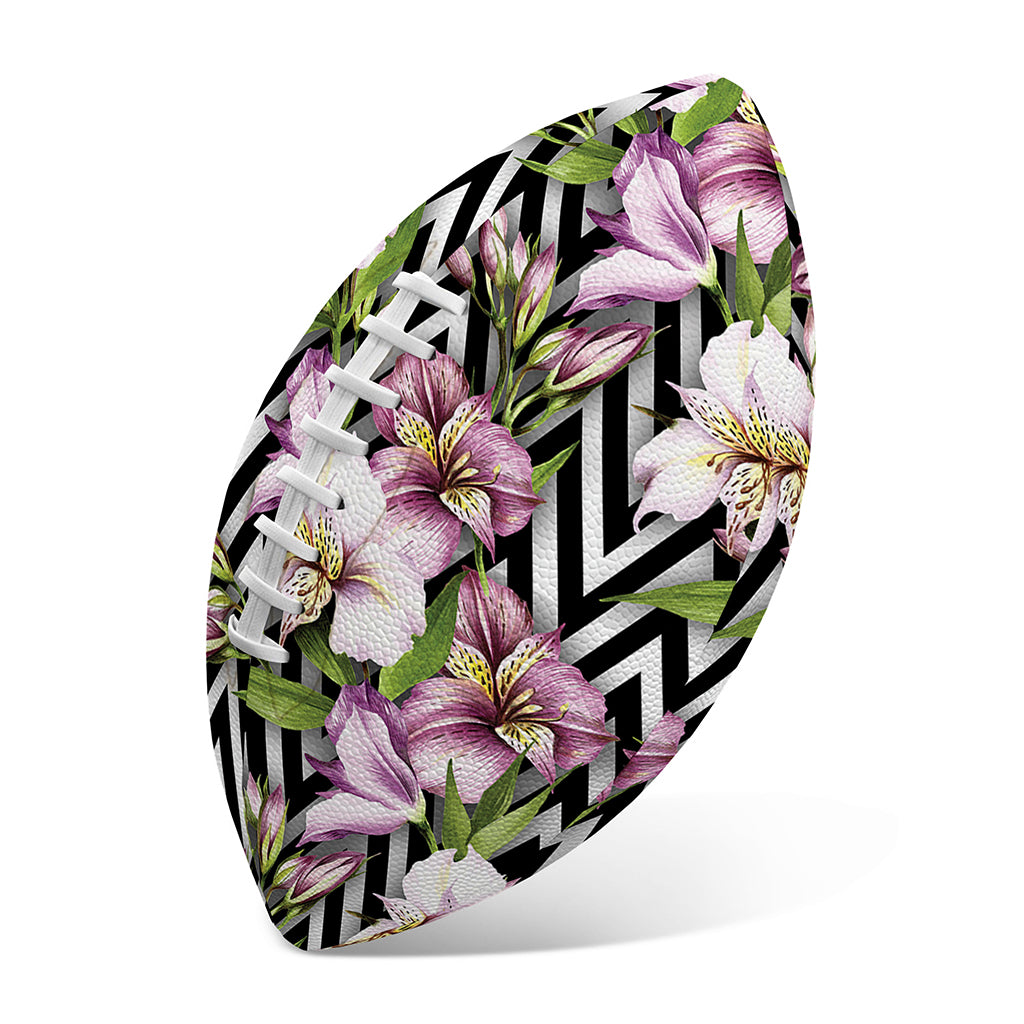 Purple Alstroemeria Zigzag Pattern Print Rugby Ball