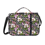 Purple Alstroemeria Zigzag Pattern Print Shoulder Strap Bible Bag