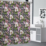 Purple Alstroemeria Zigzag Pattern Print Shower Curtain