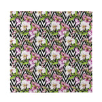 Purple Alstroemeria Zigzag Pattern Print Silk Bandana