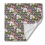 Purple Alstroemeria Zigzag Pattern Print Silk Bandana