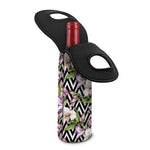 Purple Alstroemeria Zigzag Pattern Print Single Neoprene Wine Tote