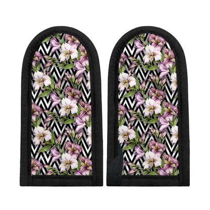 Purple Alstroemeria Zigzag Pattern Print Skillet Handle Cover
