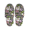 Purple Alstroemeria Zigzag Pattern Print Slippers