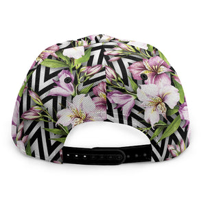 Purple Alstroemeria Zigzag Pattern Print Snapback Cap