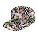 Purple Alstroemeria Zigzag Pattern Print Snapback Cap