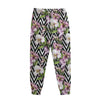 Purple Alstroemeria Zigzag Pattern Print Sweatpants