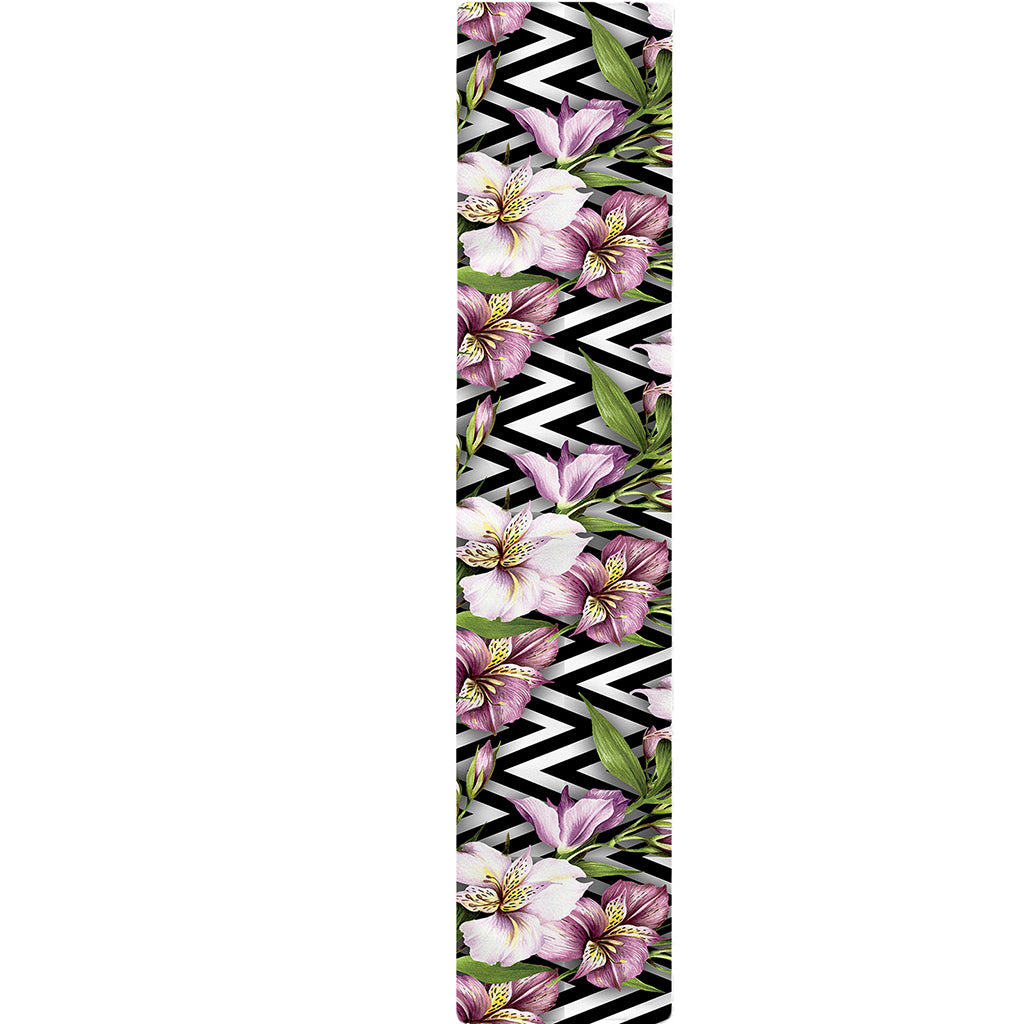 Purple Alstroemeria Zigzag Pattern Print Table Runner