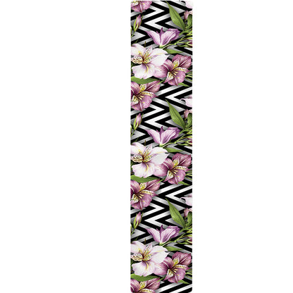 Purple Alstroemeria Zigzag Pattern Print Table Runner