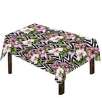 Purple Alstroemeria Zigzag Pattern Print Tablecloth
