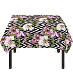 Purple Alstroemeria Zigzag Pattern Print Tablecloth