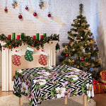 Purple Alstroemeria Zigzag Pattern Print Tablecloth