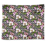 Purple Alstroemeria Zigzag Pattern Print Tapestry