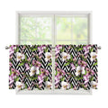 Purple Alstroemeria Zigzag Pattern Print Tier Curtains
