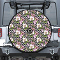 Purple Alstroemeria Zigzag Pattern Print Tire Cover With Camera Hole