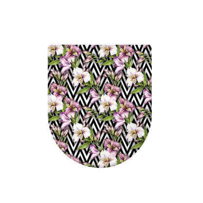 Purple Alstroemeria Zigzag Pattern Print Toilet Lid Cover